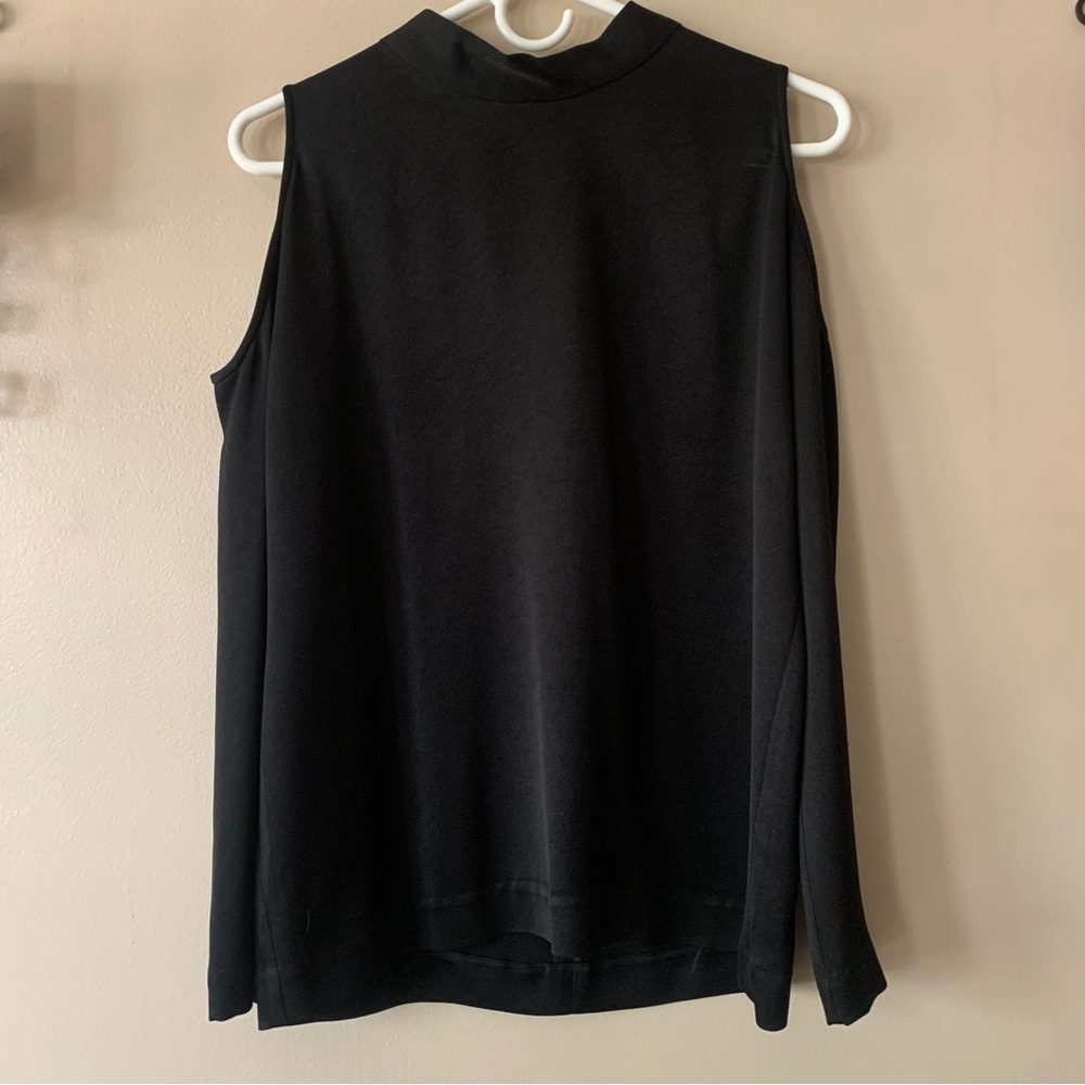Wilfred Aritzia Black Silk Trim High Neck Cold Shoulder Blouse Size Small